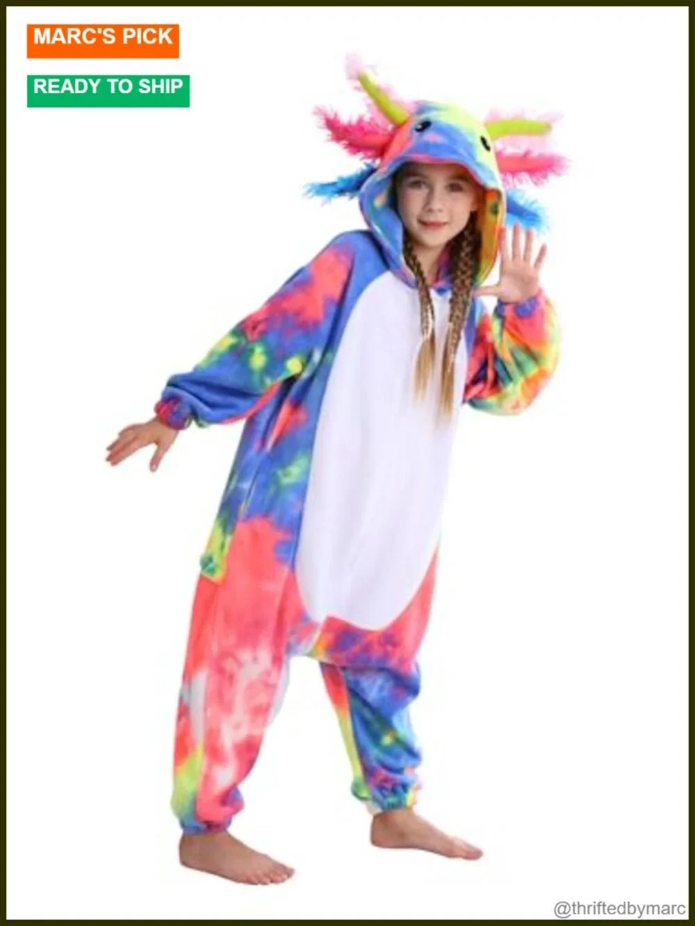 Unisex Axolotl Onesie Pajamas Flannel Zipper Halloween Costume Cosplay